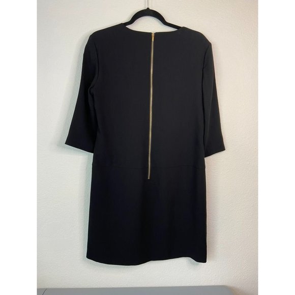 Tibi New york women's‎ 8 black 3/4 sleeve black lace up slit shift mini dress - Picture 3 of 5